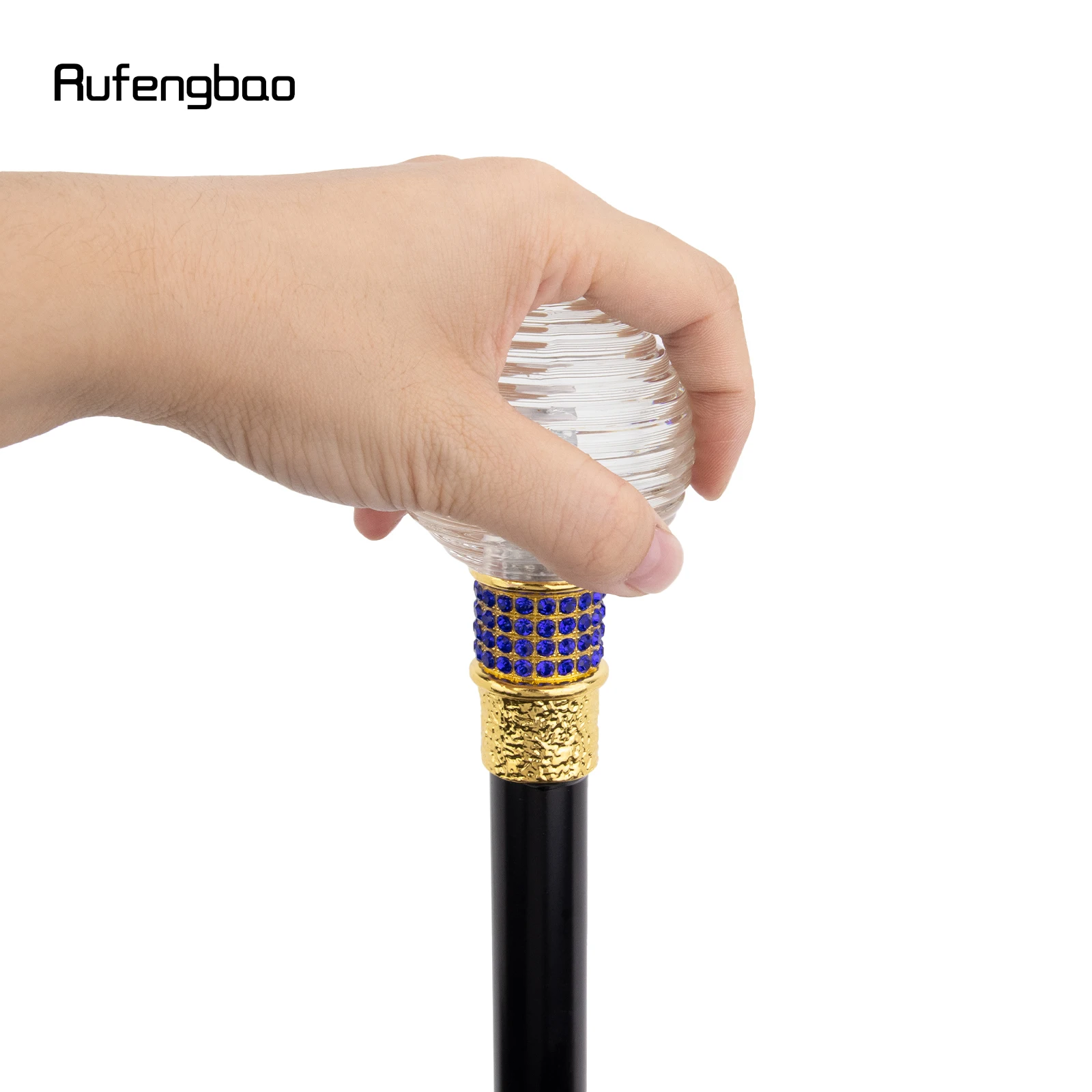 الكرة الشفافة جولة الزجاج الذهبي الأزرق سبيكة الجنية الصولجانات عصا للمشي العصا تأثيري حفل زفاف عيد ميلاد 92 سنتيمتر