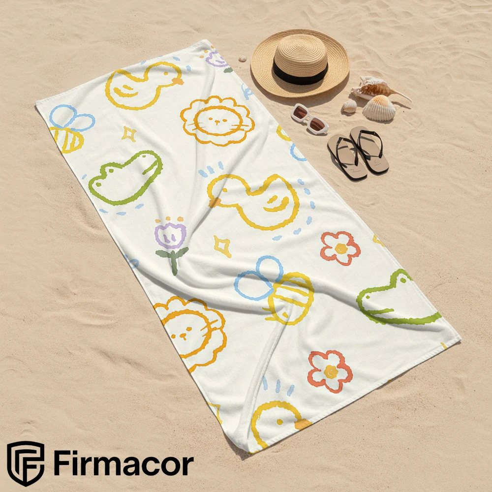 Doodle Animal Microfiber Beach Towel Quick Dry Sand Free Oversized Soft Absorbent Bath Towel for Swimming Pool Travel Gym