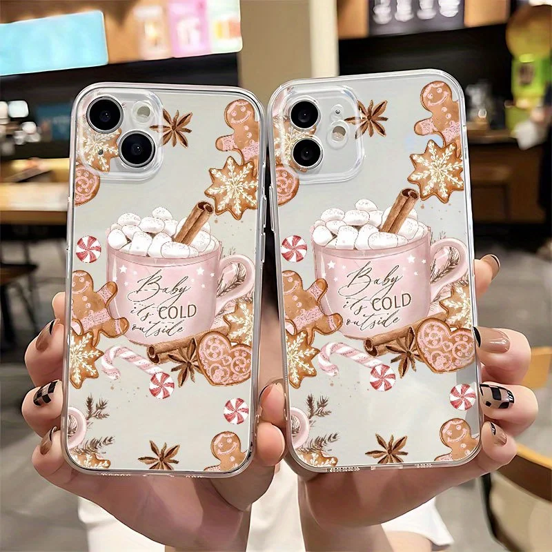 Winter Themed Coffee Pattern Phone Case For Samsung S25 S24 S23 S22 S21 S20 FE Note20 Note10 Plus Ultra Lite 5G Clear Soft TPU