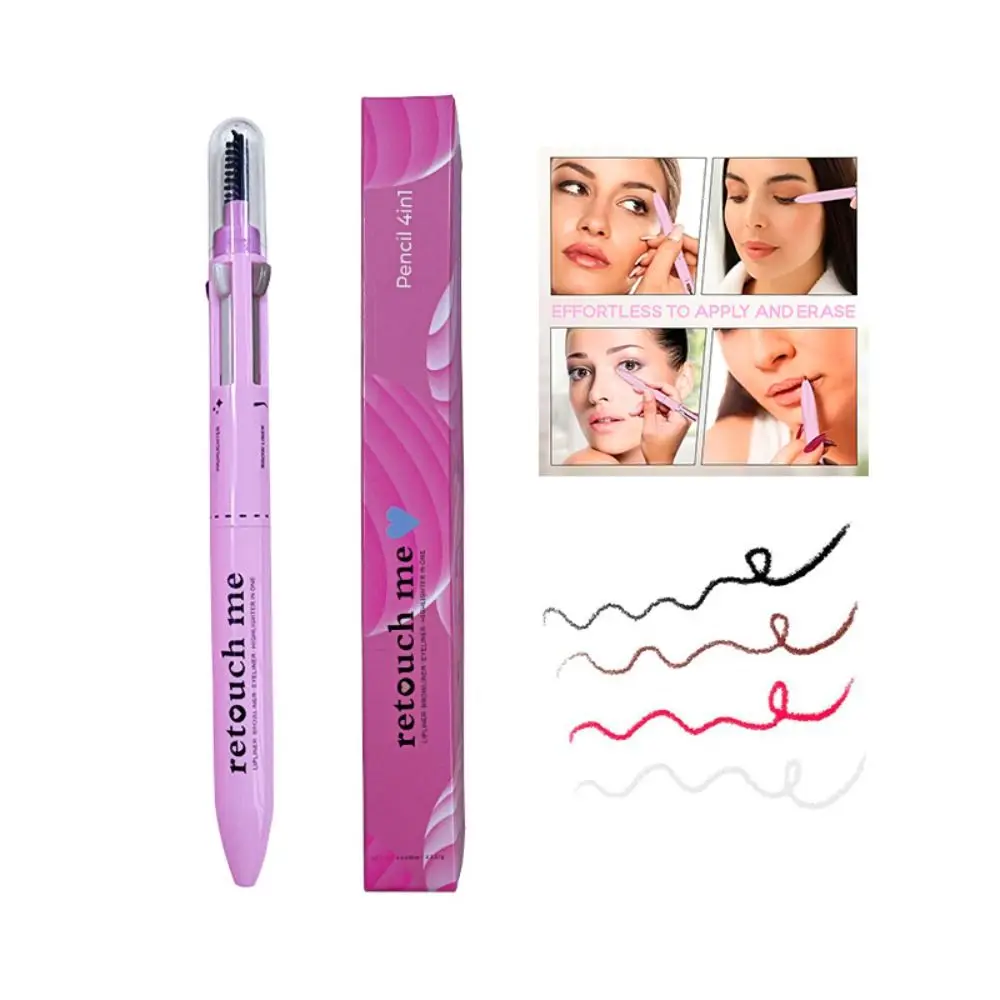 ใหม่พร้อมหัวแปรง 4-in-1 ปากกาแต่งหน้าติดทนนาน ไลเนอร์ขอบปาก ไฮไลท์เตอร์ สำหรับผู้หญิงและเด็กผู้หญิง