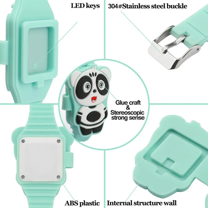 New Fashion Kids Watch Cute Panda LED Digital Watches for Girls Boys BPA Free Silicone Band Clamshell Design Children Wristwatch