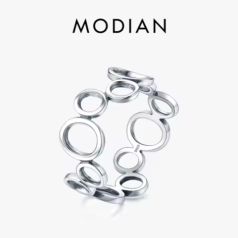 Modian 2021 Real 925 Sterling Silver Irregular Round Finger Ring Fashion Party Accessories For Women Fine Statement Jewelry Gift