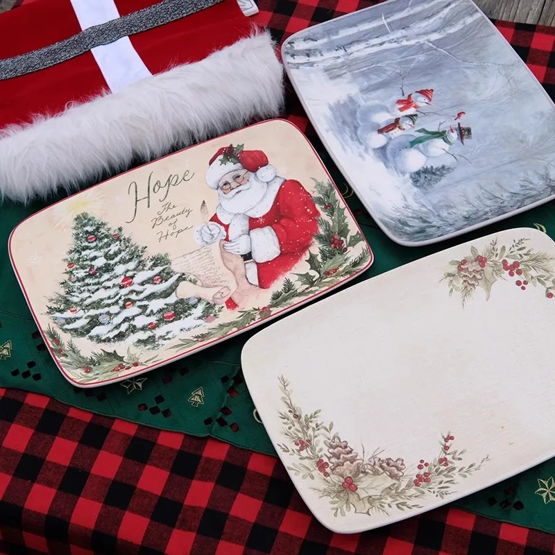 Christmas Ceramic Generous Festive Tray/Atmospheric Candy Plate Turkey Tray