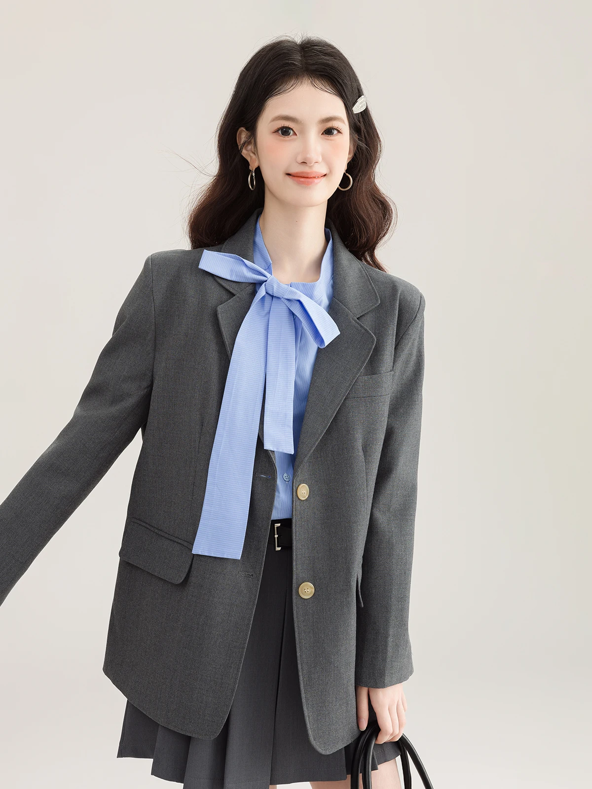 

Korean Sle Women's Suit Jaet Button oulder Design Spring Autumn New Faion Sensation Versatile Slimming Top