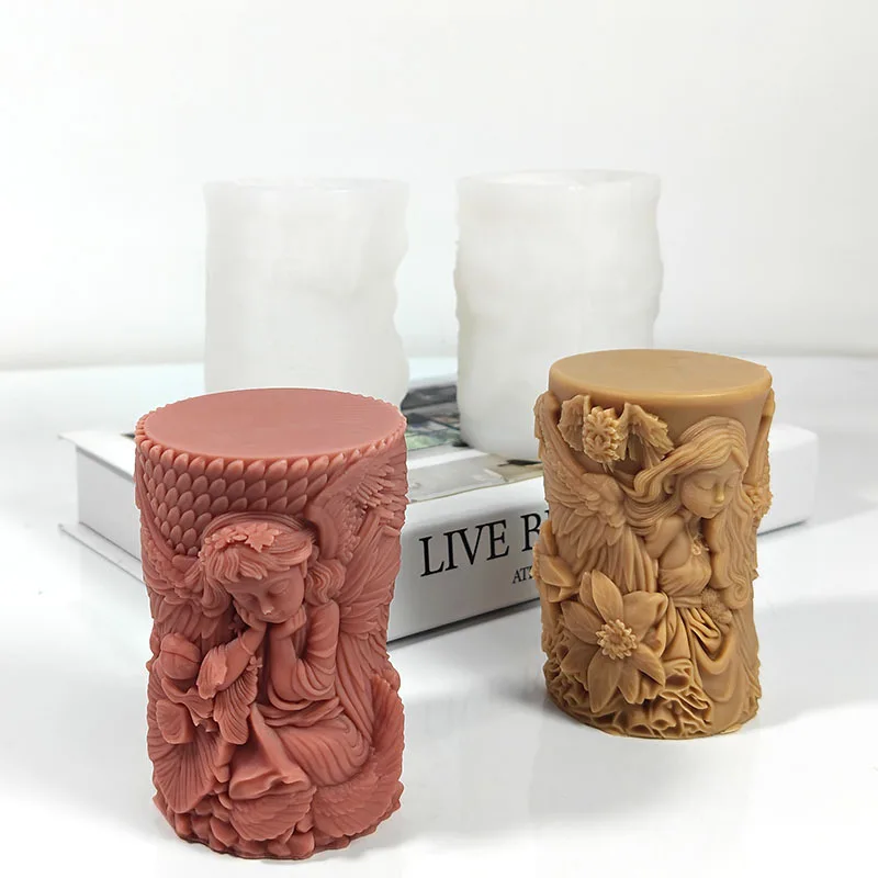 

Relief Rose Elf Girl Candle Silicone Mold Gypsum form Carving Art Aromatherapy Plaster Home Decoration Mold Gift Handmade