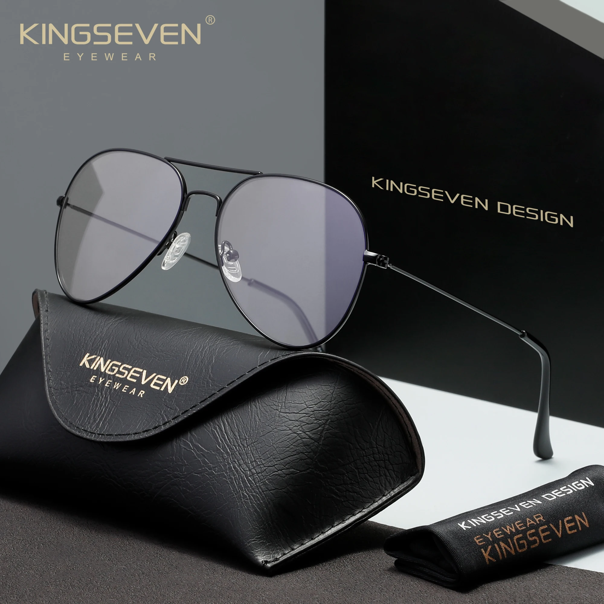 

KINGSEVEN Trendy Pilot Blue Light Blocking Glasses New Large Frame Anti Blue Ray Computer Protective Unisex Eyewear
