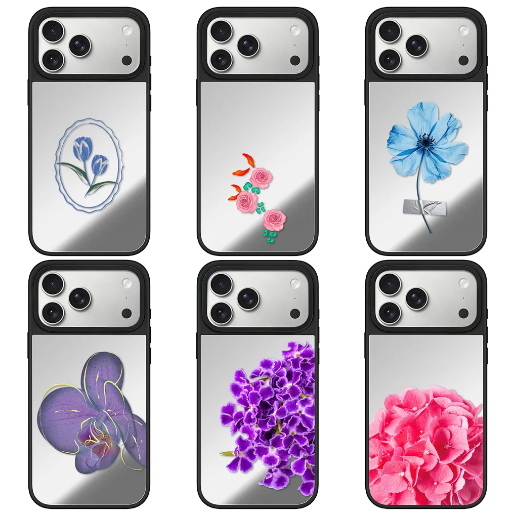 

Purple Flower Mirror Surface Magnetic Case: Compatible with IPhone 17 16 15 14 13 12 Pro Max 17 Air