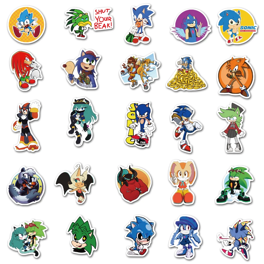 50pcs Cartoon Stickers Creative Sonic The Hedgehog Refrigerator Sticker Graffiti Luggage Book Notebook Stickers Kids Toy Gifts