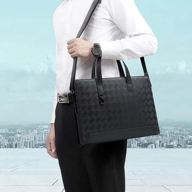 Elegant Business Handbag Simple And Stylish Messenger Bag Men Leather Man Bags Fashion Trend Top Layer Cowhide Men's Briefcase