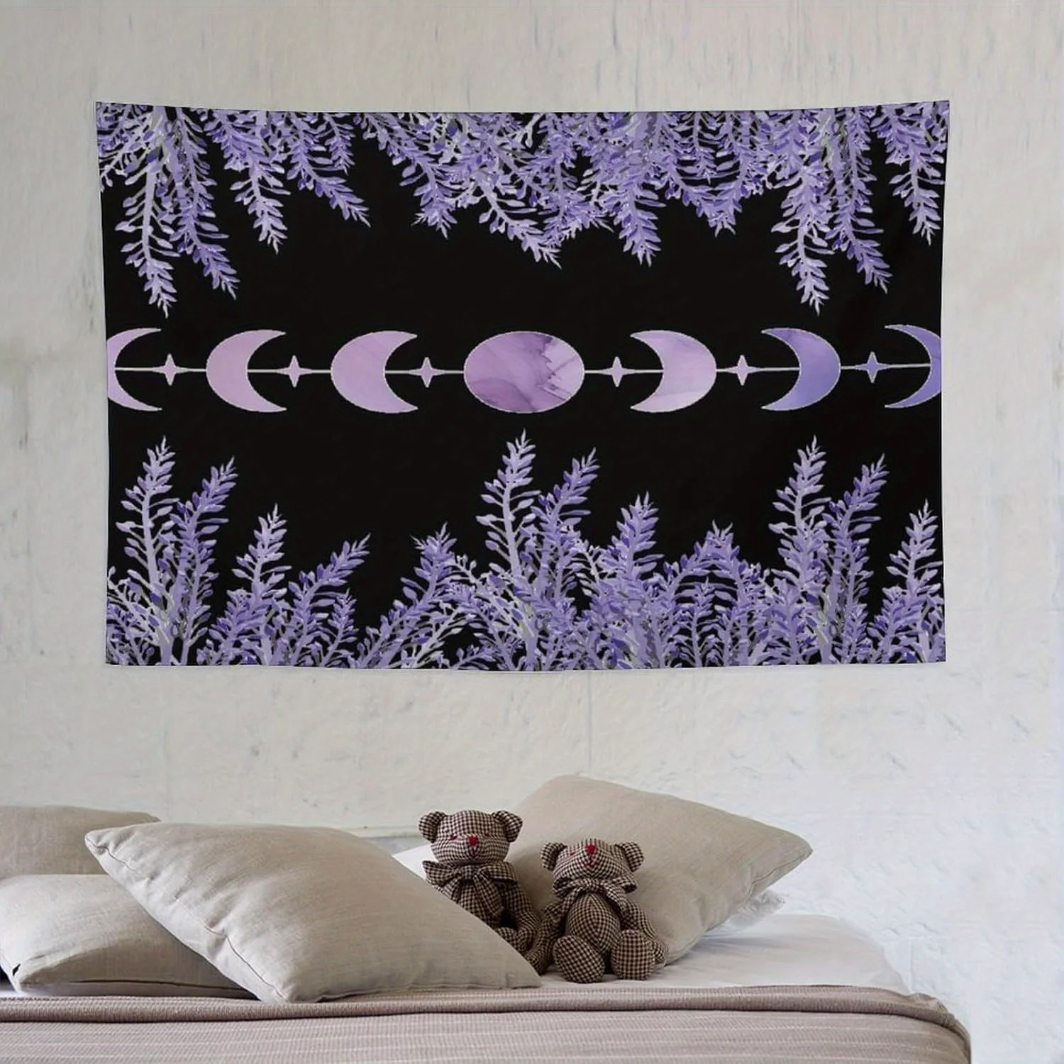 Lavender Moon Phase Digital printing polyester wall hanging tapestry decorative Living room bedrooms Office background gift