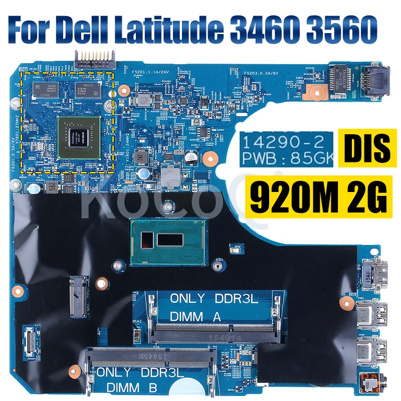 Imagem -04 - Placa-mãe Portátil para Dell Latitude Dell Latitude 3460 3560 Notebook Mainboard 142902 I35005u I5-5200u 920m 2g 04 Kvkc 0d0pg7 0cxyd3