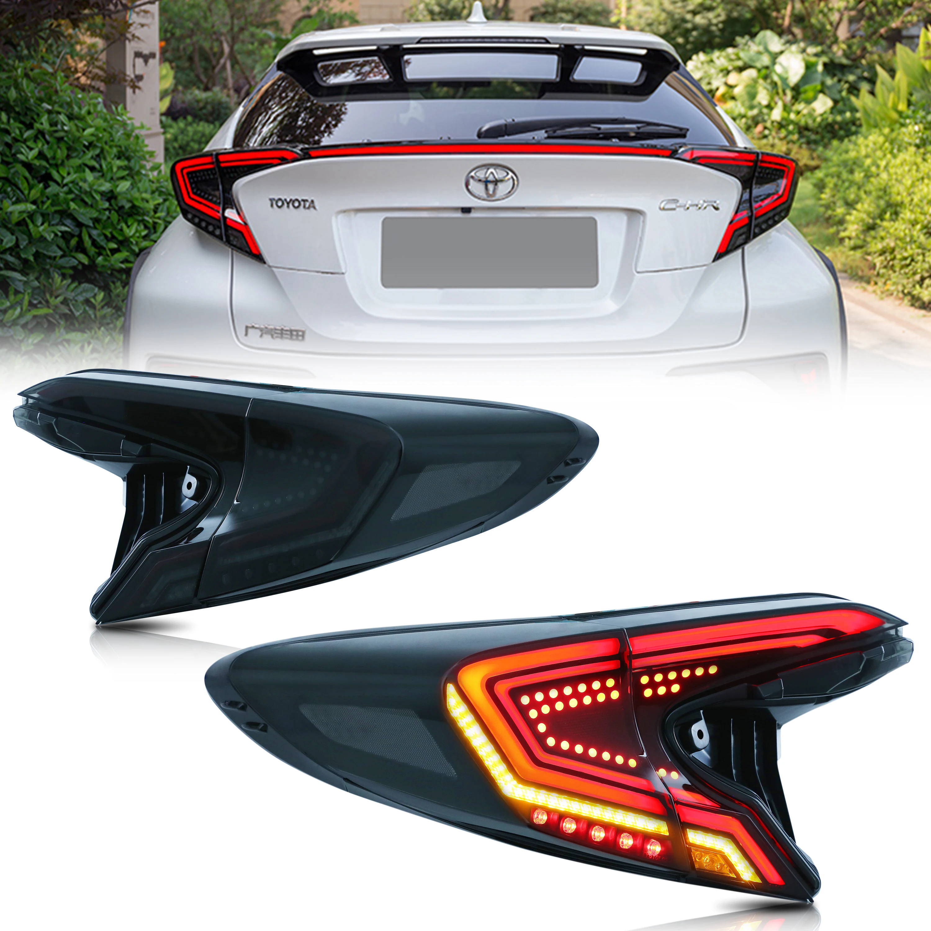 

LED Tail Lights for Toyota CHR 2018 2019 2020 Start-up Animation Sequential Turn Signal Black Rear Lamps Assembly Accessary