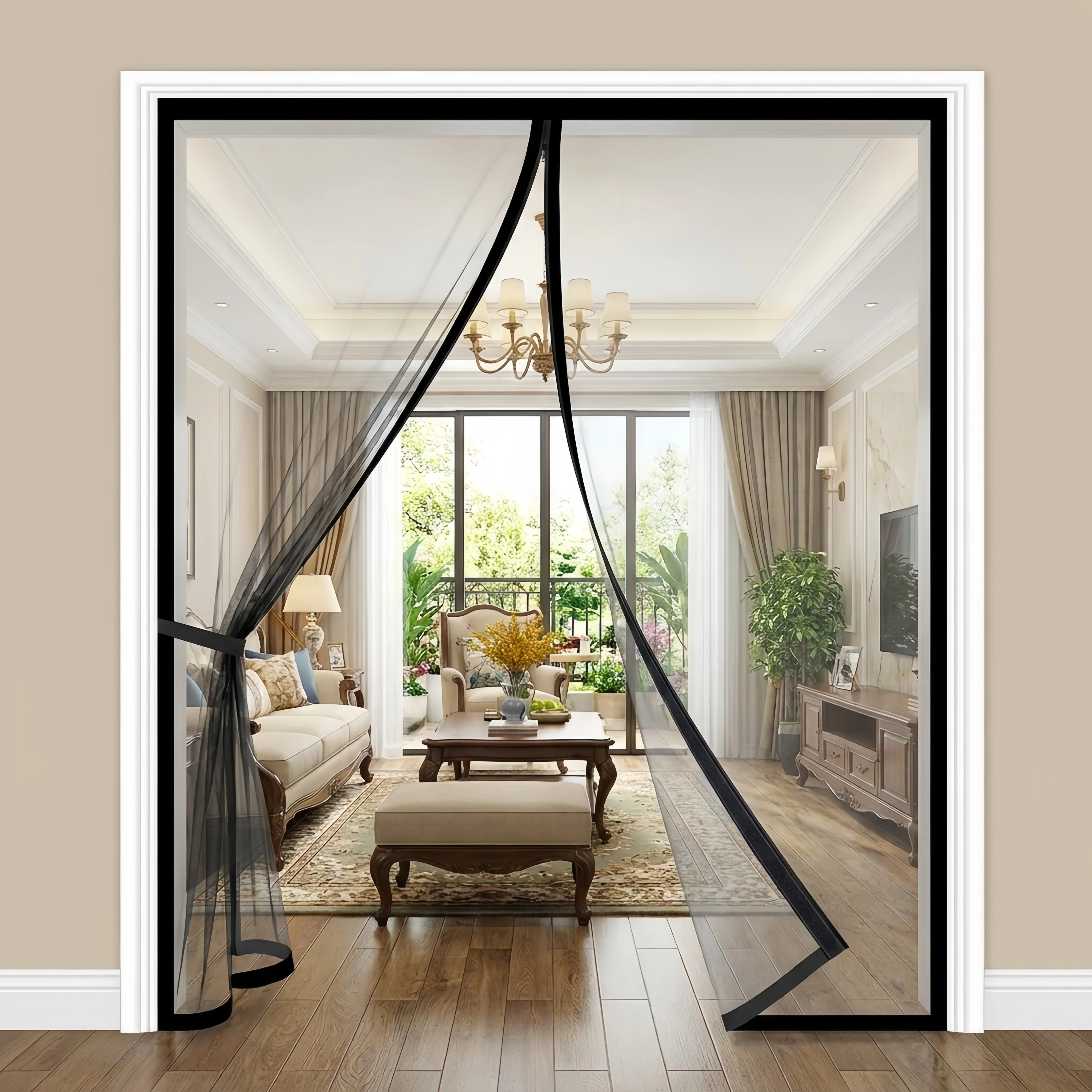 Touch-Free Magnetic Door Curtain–Seamless Self-Sealing,Heavy Duty Bug Blocker,Kid&Pet Friendly,No-Drill Store Occultant