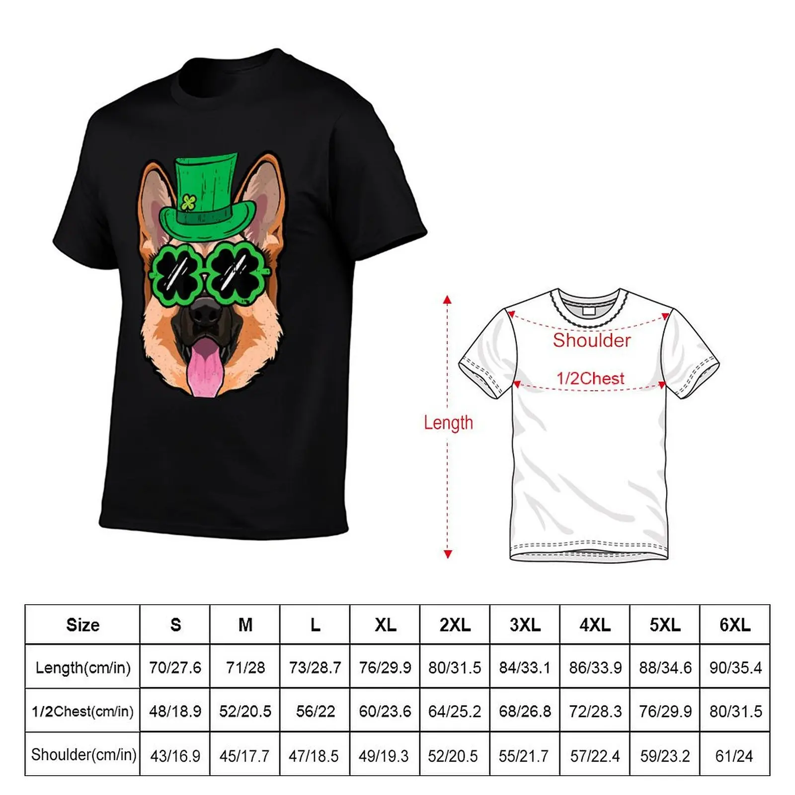 Irish Leprechaun German Shepherd Shamrock St Patricks Day T-Shirt Plus Size Loose Short Sleeve Top