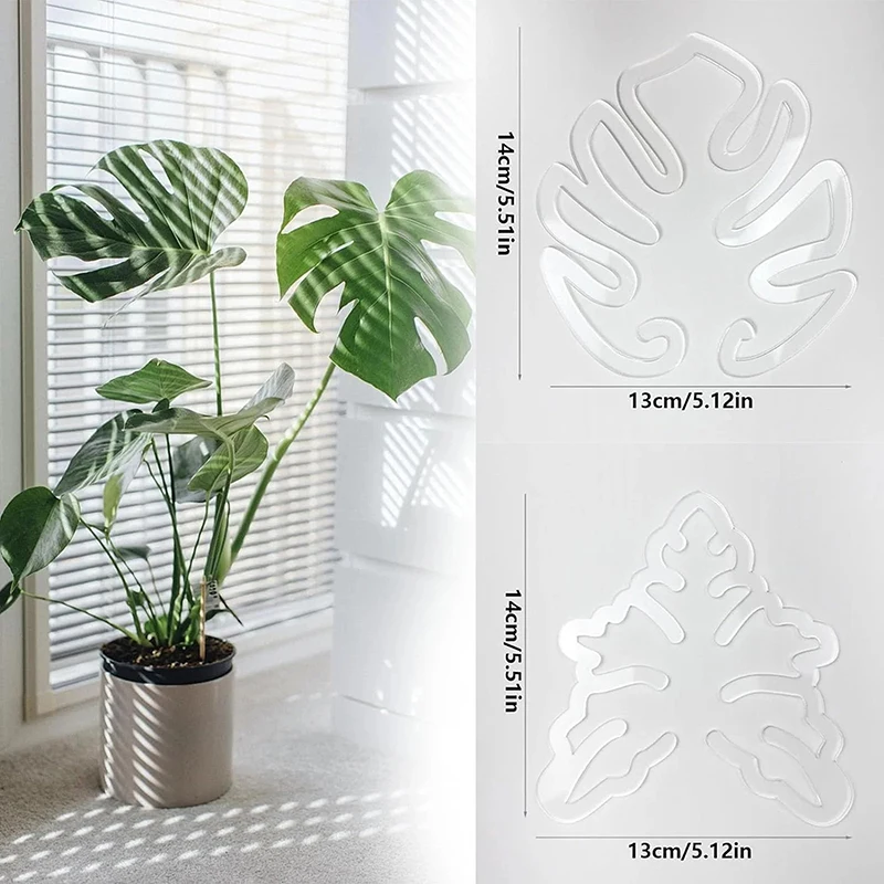 Y estacas de suporte para plantas, suporte transparente em forma de monstera, reutilizável, resistente, clipe de retenção de folhas de flores, para plano em vaso