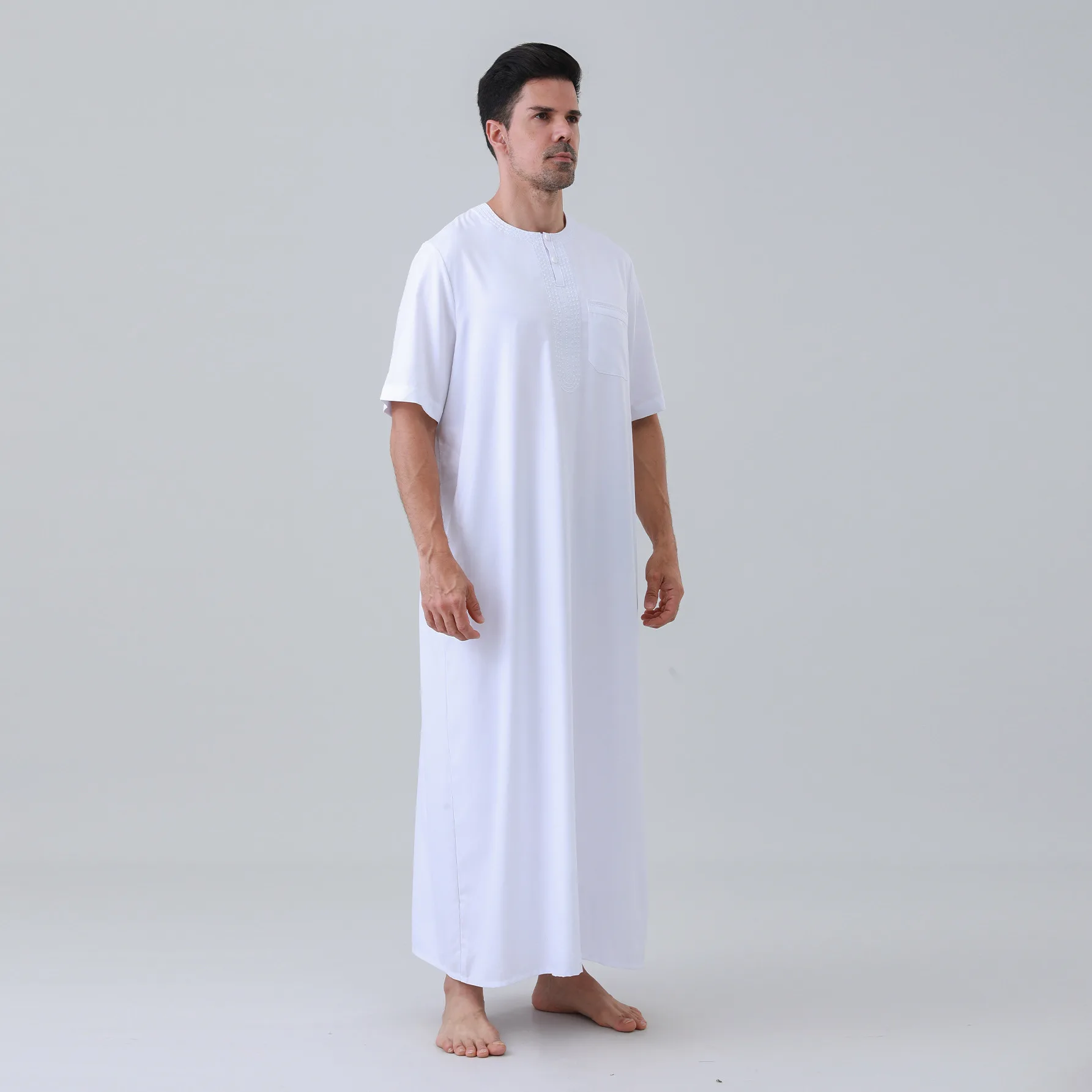 Jubah Muslim Lelaki Lengan Pendek Putih - usage example