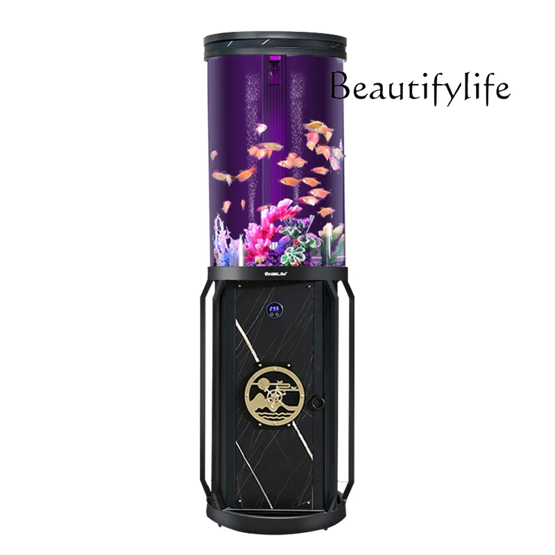 

Intelligent cylindrical fish tank living room water-free fish tank acrylic ecological bottom filter floor aquarium