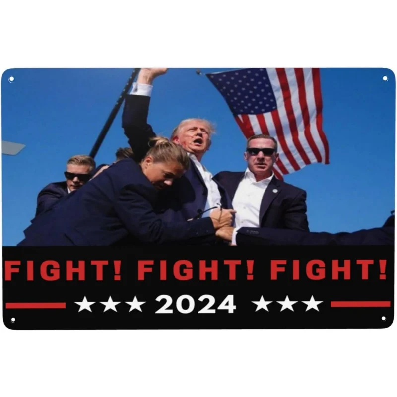 Trump 2024 Battle Support Election Iron Hotel Cafe and Bar Decoration 30x20x2cm