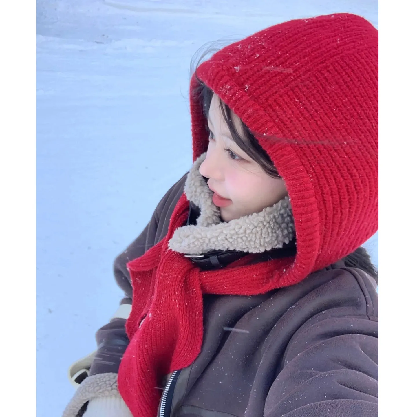 Winter Knitted Balaclava Caps Women's Warm Integrated Hooded Hat Neck Collar Scarf Cap Ski Beanie Cold Hats Beanies Cap