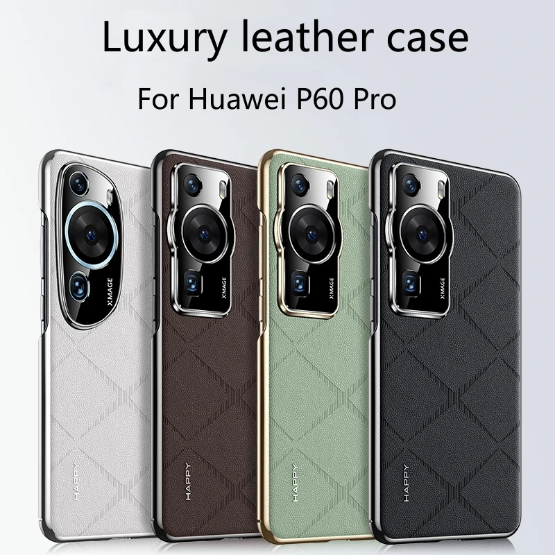 Case For Huawei P60 Pro Case Luxury Phone Back Cover For Huawei P60 P60Pro Stylish Electroplate Leather Protection Shell Bumper