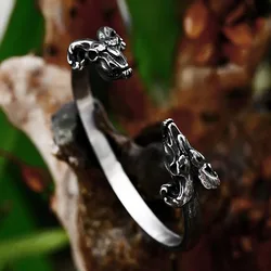 New Vintage 316L Stainless Steel Goat Skull Bracelet Gothic Biker Unique Animal Bangles For Men Fashion Jewelry Gifts Adjustable