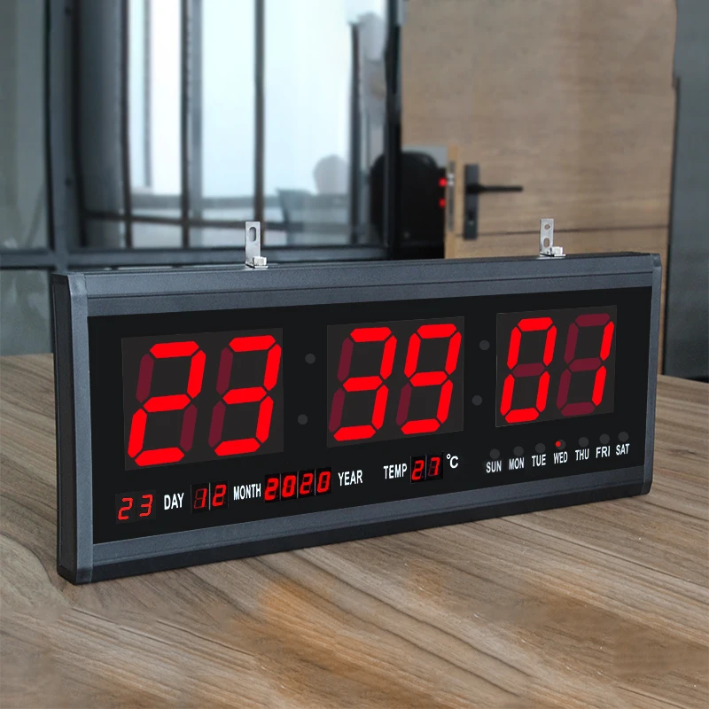 Large Screen Mirror Electronic Wall Clock Month Day Week Temperature Display LED Digital Wall Calendar Clock