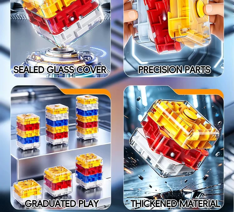 3D Puzzle Ball-Rolling Magic Cube Maze Children Labyrinth Fidgeting Toy Logical Thinking Stress Relief Educational Birthday Gift