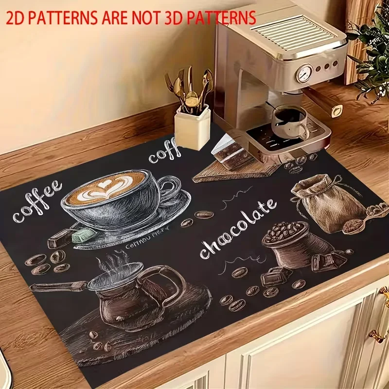 Chalkboard Coffee Grinder Machine Mat Coffee Bar Non Slip Absorbing Countertop Protection Pad Heat Resistant Fast Drying