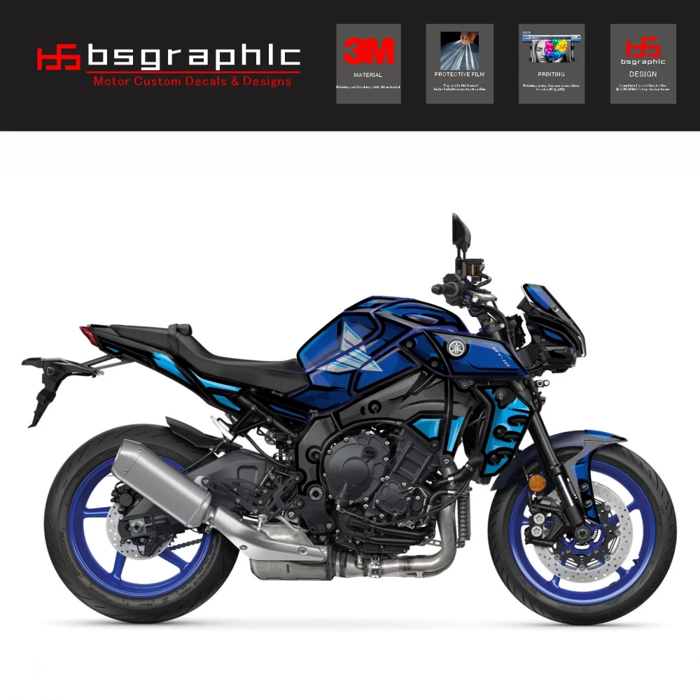 

For Yamaha Mt-10 MT10 2022 23 24 25 26 Motorcycle Body Fairing Protective Sticker Decal Street Bike Poska Fluo Graphic Kit Blue