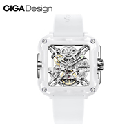 CIGA Design X Series Automatic Movement Couple Watches for Men Women White Ceramic Luminous Skeleton Mechanical Wristwatches