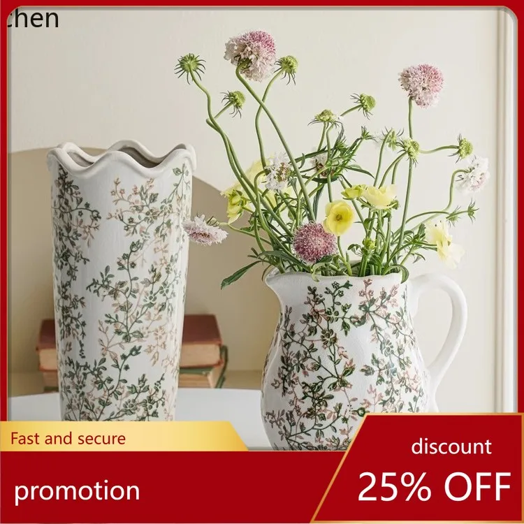 

Zml ceramic vase living room ornament flower arrangement high-end vase new home retro decoration
