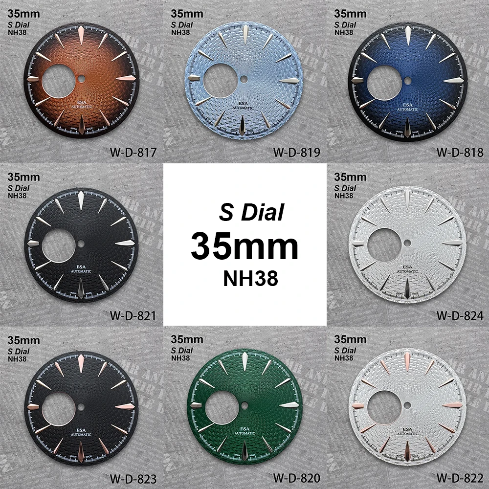 35mm Cocktail S Dial For NH38/NH35/NH36 Automatic Movement High-Quality Weave Hollow Out Dial Watch Modification Accessories