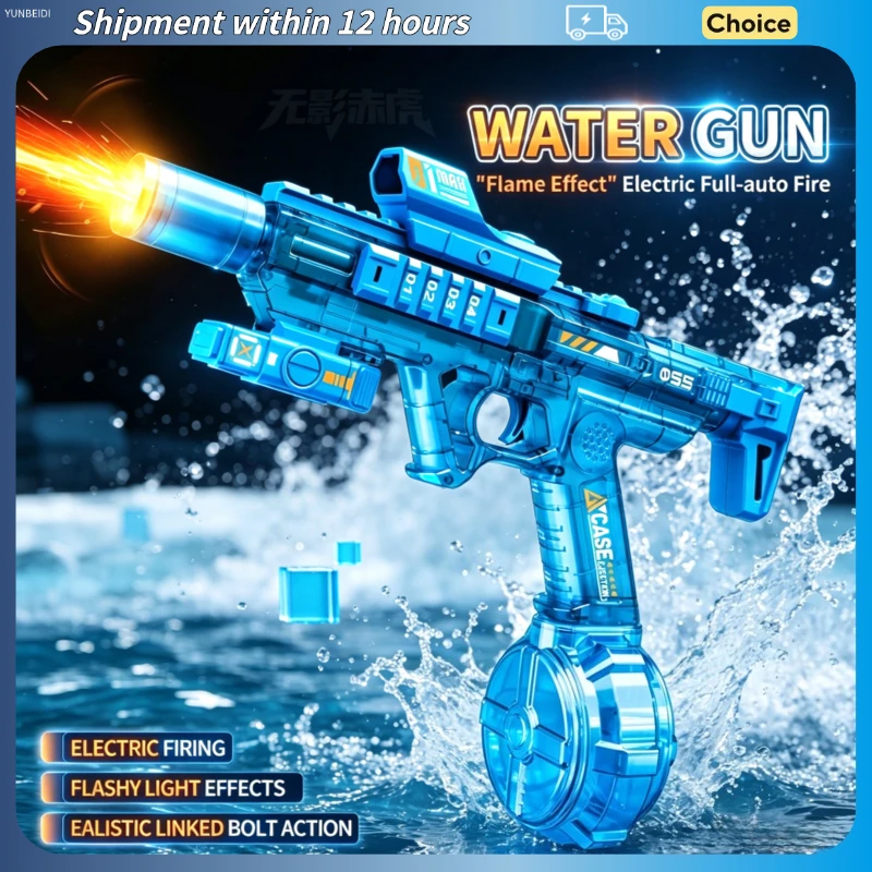 

Electric Water Gun with Flash Large-capacity Continuous Shooting Water Gun Summer Outdoor Game Toy Gun Children Adults Gift