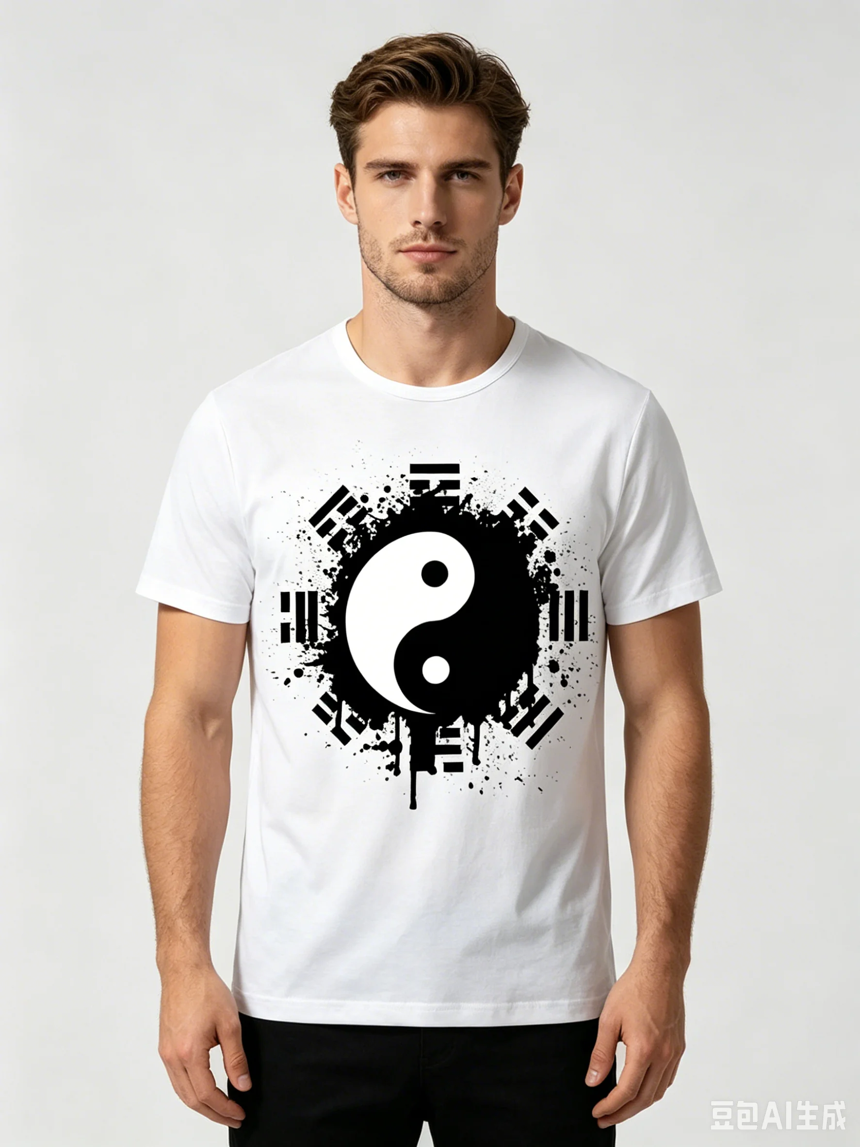 Martial Arts School Tai Chi Martial Arts Clothes, Bagua T-shirt, Practice and Training Short-sleeved T-shirt  Summer polyester