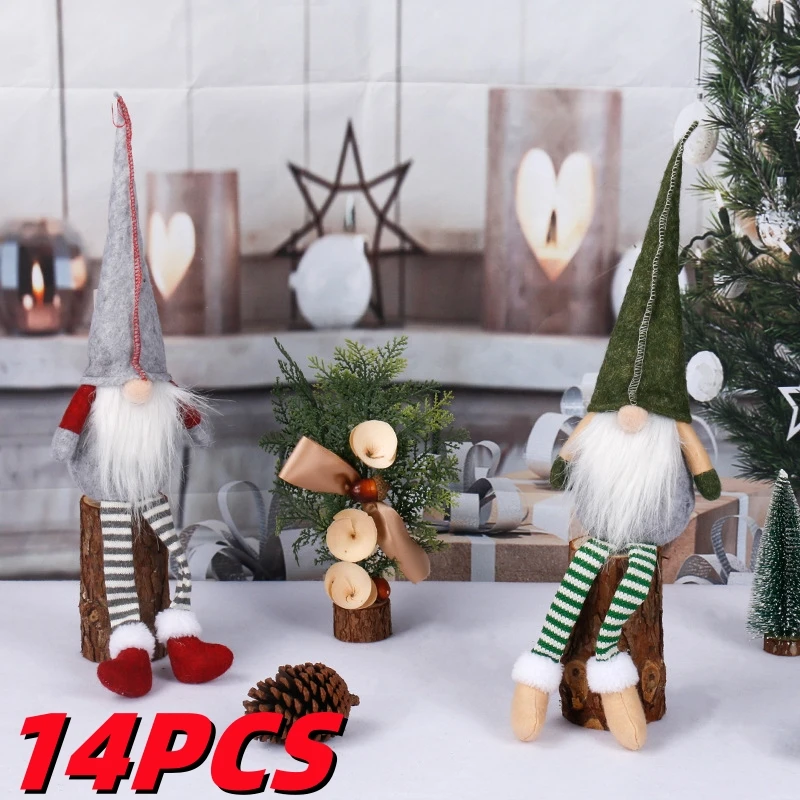 1/2/4/6/10/12/14PCS Handmade Knitting Hanging Santa Gnome Elf Christmas Tabletop Decor, Tomte Christmas Gnomes SetHot