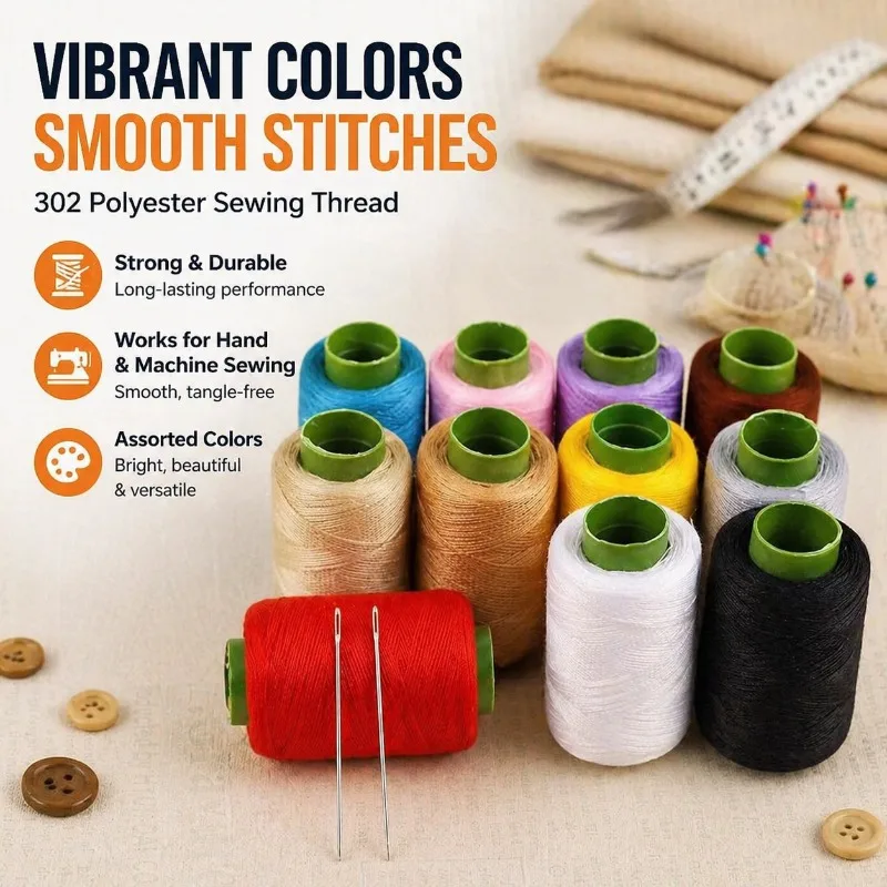 

302 Polyester Sewing Thread 60 Small Spools Assorted Colors for Hand & Machine Sewing