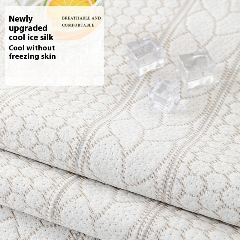 Ice Silk Cooling Sofa Cushion Summer Embroidery Cooler Cushion Non-Slip Sofa Cover Breathable Anti-Scratch Living Room Sofa Back