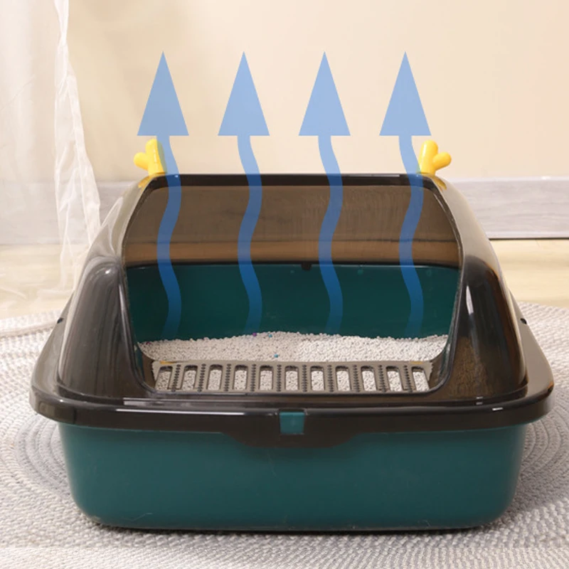 1 Set Anti-Splash Cat Litter Box Semi Closed Cat Bedpan with Scoop Sandbox Cat Tray Toilet Pet Supplies