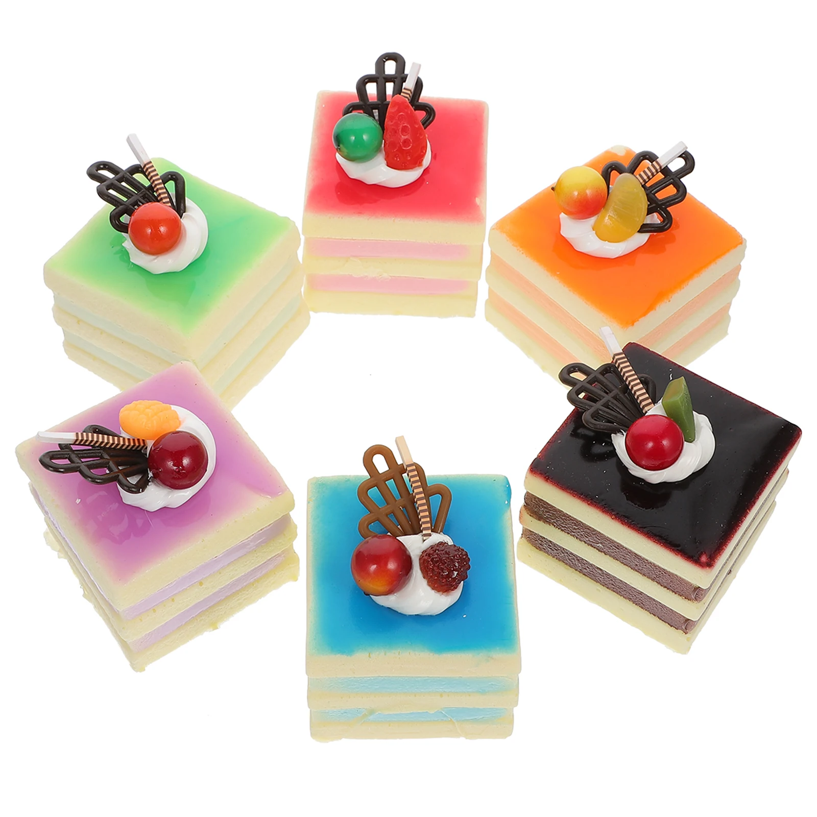 

6 Pcs Simulated Square Fruit Cake Fridge Magnets Cute Kitchen Decor Refrigerator Stickers Safe Materials Perfect Gift Idea