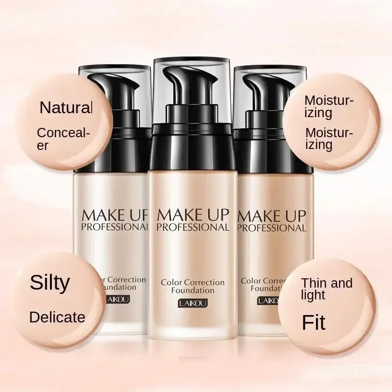 Long Lasting Oil Control Liquid Foundation Waterproof Brightening Concealer Natural Finish Moisturizing Professional Makeup