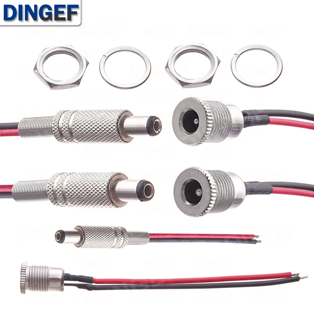 1PCS DC099 5.5*2.1 5.5 *2.5 DC Power Socket Threaded Female Connector Adapter With 20AWG Cable Wires DC-099 10CM 20CM