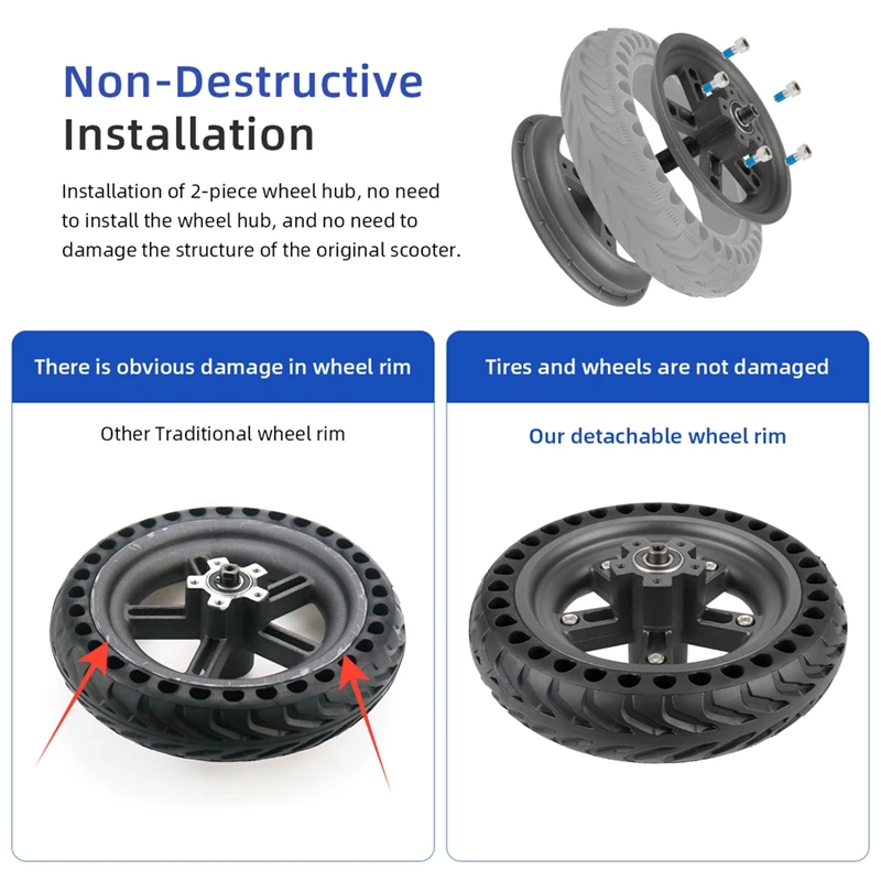 Newfor Pro/Pro2 8.5Inch Electric Scooter Split Wheel Hub Aluminum Alloy Rear Wheel Rims Solid Tire Scooter