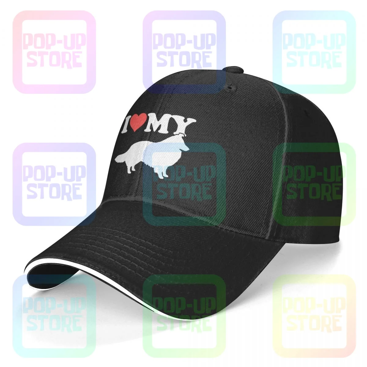 I Love My Sheltie Shetland Sheep Dog Sandwich Cap Baseball Cap Trucker Hat Trend Premium Comfortable