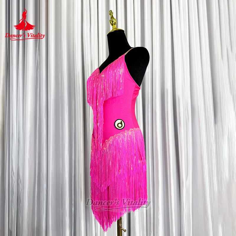 Teenagers Latin Dance Sling Practise&Perform Tassels Dresses Dancer's Vitality Adult Samba Jive Chacha Professional Clothing