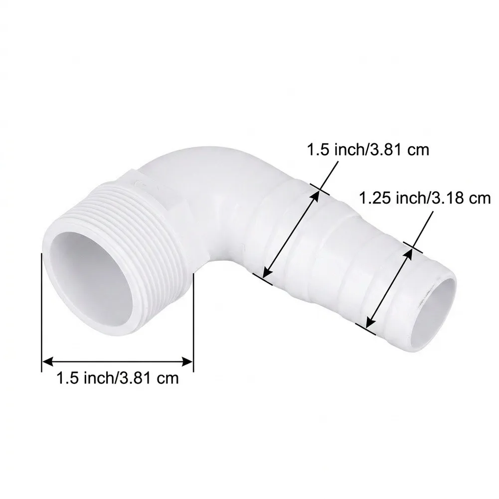 90° Angle Pool Hose Nozzle - 32/38 Mm Fitting With 1½ Inch Connection For Leakproof Hose Connection Maintenance