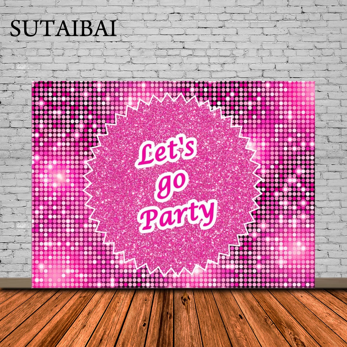 Come on Baby Let's Go Party Pink Girl Happy Birthday Backdrop Bday Party Decor for Girl Princess Background Pink Disco Glitter