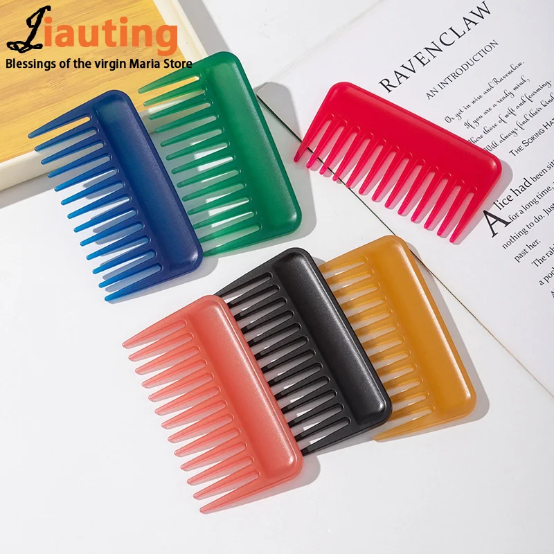 Big Teeth Heat-resistant Large Wide Tooth Comb Detangling Hairdressing Comb Multicolor Flat Comb Hair Salon Styling Tool