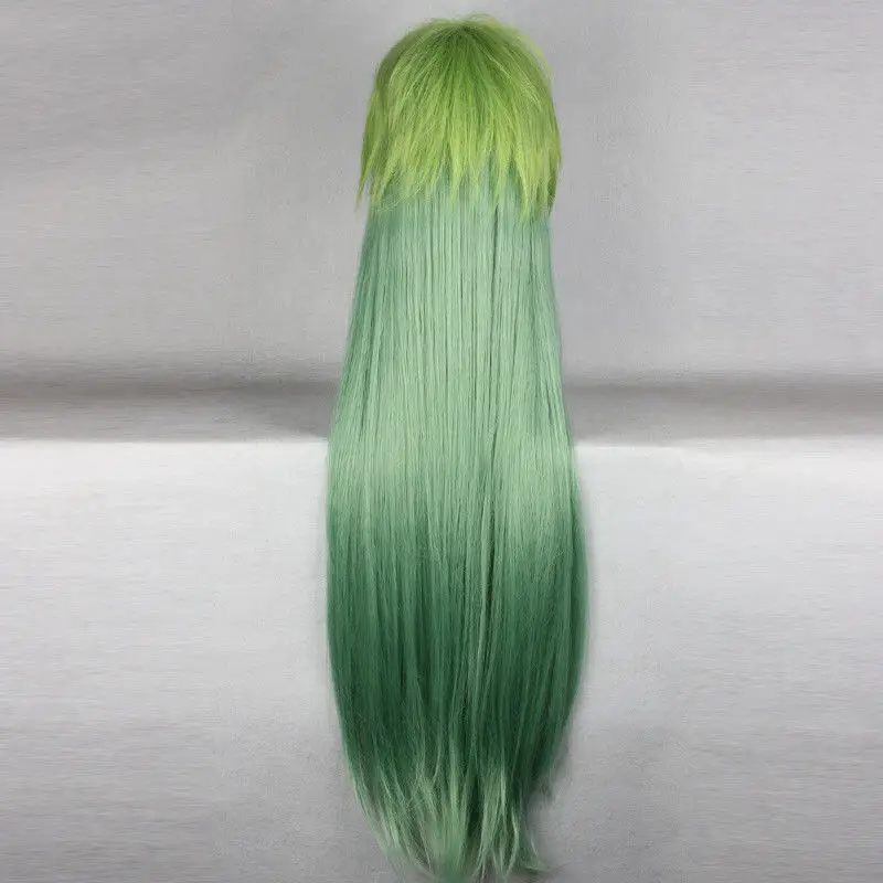 المرأة الجديدة شعر مستعار شعر مستعار أخضر طويل السيدات شعر مستعار مستقيم + غطاء شعر مستعار #3