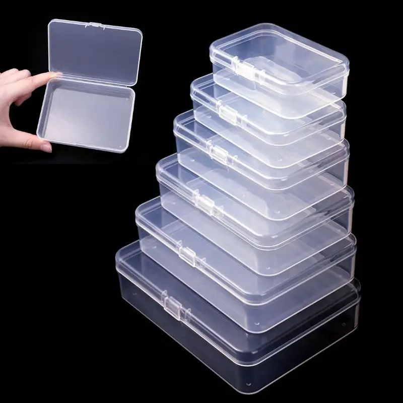 Multifunctional Stationery Storage Box Rectangular Translucent Box Paper Clip Pen Sticker Organizer Storage Packing Plastic Box