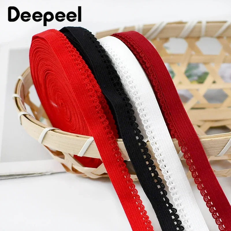 10/30/50M Deepeel 10mm Bra Lace Elastic Band Underwear Strap Rubber Bands Garment Stretch Ribbon Sewing Decoration Accessories